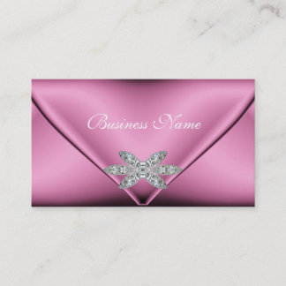 Elegant Rosa Silver Diamond Jewel Visitkort