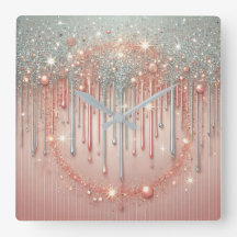 Elegant Rosa & Silver Glitter Drift