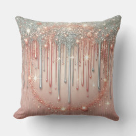 Elegant Rosa & Silver Glitter Drift Kudde