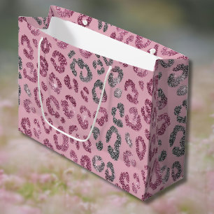 Elegant rosa silver glitter leopard på roséguld
