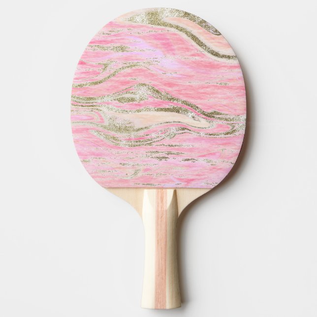 Elegant Rosa Silver Glitter Marble Mönster Chic Pingisracket (Framsidan)