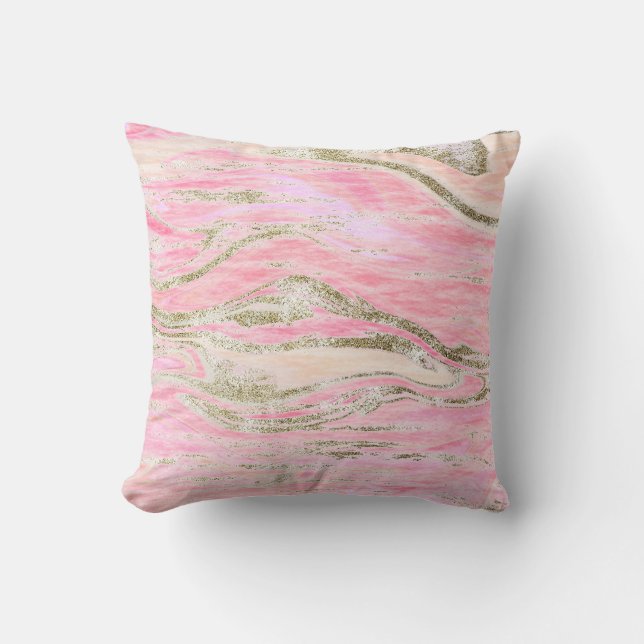 Elegant Rosa Silver Glitter Marble Mönster Glam Kudde (Framsida)