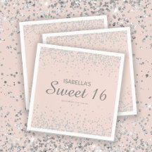 Elegant Rosa Silver Glitter Sweet 16 Namn