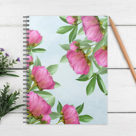 Elegant Rosa Simple Blommigt Botanical Peony Flowe Anteckningsbok