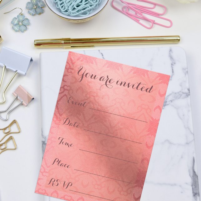 Elegant-Rosa-skadefyllning i flerfunktionell Anpas Inbjudningar (Skapare uppladdad)