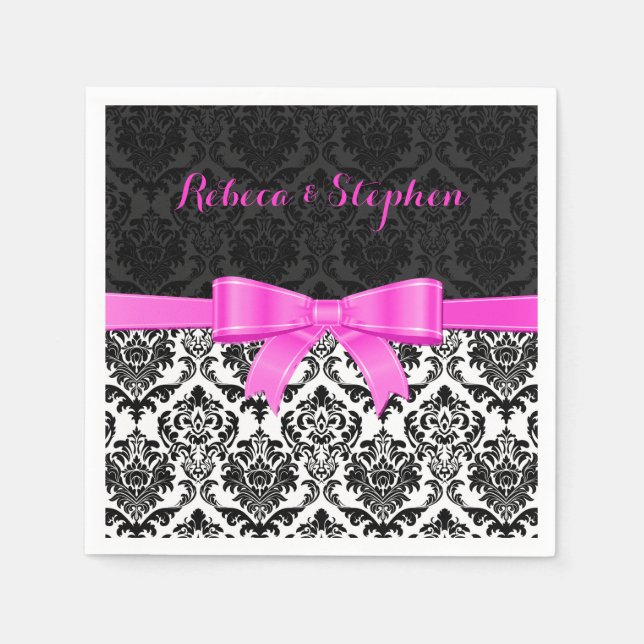 Elegant Rosa - skadestånd för svartvitt 2 Pappersservett (Framsidan)