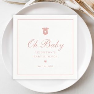 Elegant Rosa Skrift Baby Shower Pappersservett