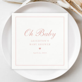 Elegant Rosa Skrift Baby Shower Pappersservett