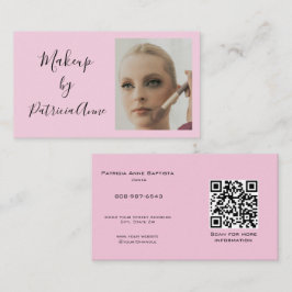 Elegant Rosa Skriftfoto QR-kod Smink Visitkort