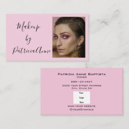 Elegant Rosa Skriptlogotyp Foto Makeup Visitkort