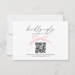 Elegant Rosa Slags Blomband QR-kod Bröllops-rsvp OSA Kort