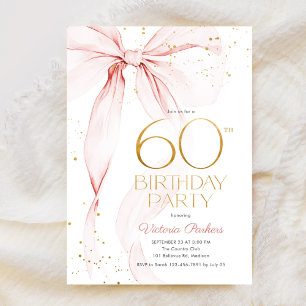 Elegant Rosa Slinga 60-årsdag Inbjudningar