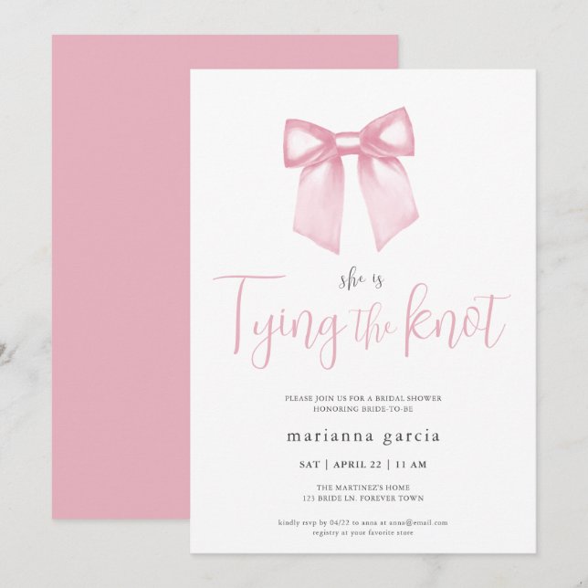 Elegant Rosa Slinga Bröllopsfest Inbjudan (Fram/baksida)
