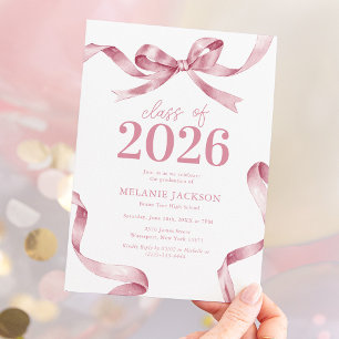 Elegant Rosa Slinga Examenstårtaj Inbjudningar