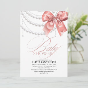 Elegant Rosa Slinga Pärlor Baby Shower Inbjudningar