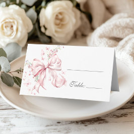 Elegant Rosa Slinga Pärlor Blommig Bord Placeringskort