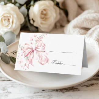 Elegant Rosa Slinga Pärlor Blommig Bord Placeringskort