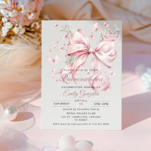 Elegant Rosa Slinga & Pärlor Quinceañera Inbjudan