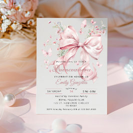 Elegant Rosa Slinga & Pärlor Quinceañera Inbjudan