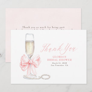 Elegant rosa slinga Prosecco bröllopsdusch tack Kort