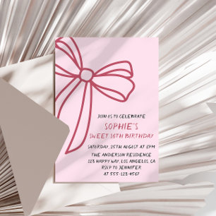 Elegant Rosa Slinga Sweet 16 Födelsedag Inbjudningar