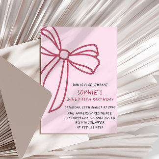 Elegant Rosa Slinga Sweet 16 Födelsedag Inbjudningar