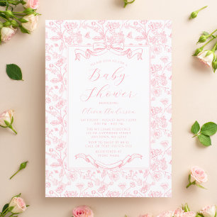 Elegant rosa slinga vintage blomster flicka baby s inbjudningar