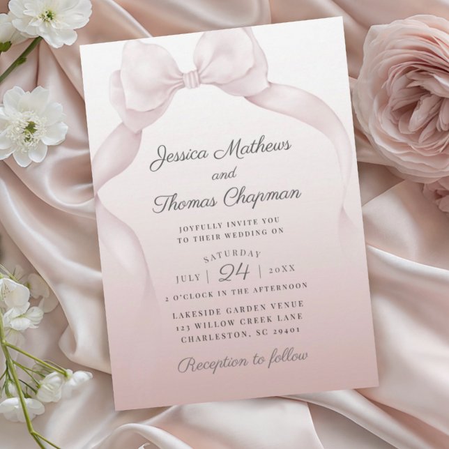 Elegant Rosa Sluttningskorta Bröllopsinbjudan Inbjudningar (Skapare uppladdad)