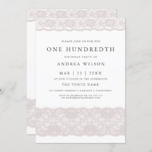 Elegant Rosa Snöre 100 födelsedagsfesten Inbjudan