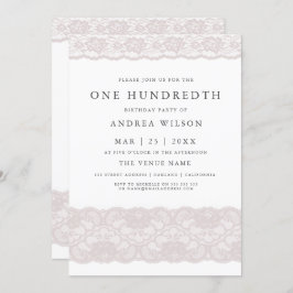 Elegant Rosa Snöre 100 födelsedagsfesten Inbjudan