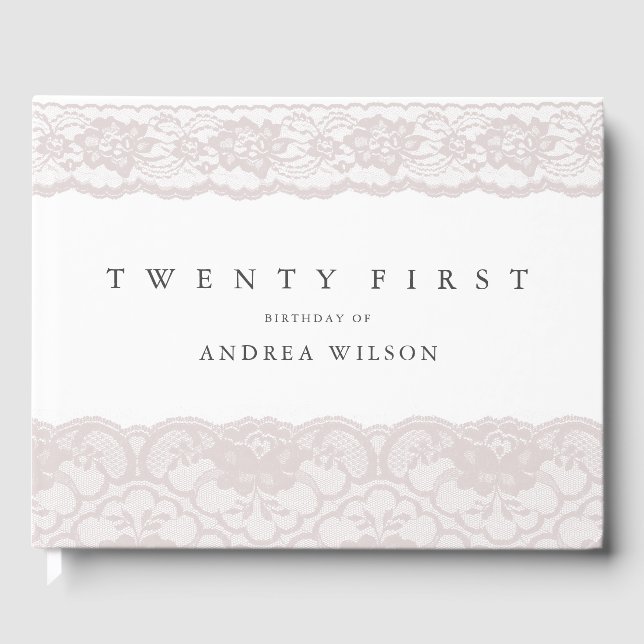 Elegant Rosa Snöre 21:a födelsedag Party Gästböcker (Framsida)