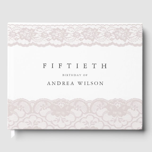 Elegant Rosa Snöre 50:e Födelsedagsfesten Gästböcker (Framsida)