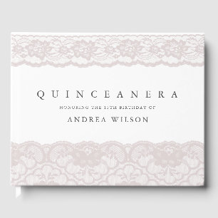 Elegant Rosa Snöre Quinceanera 15:e Födelsedagsfes Gästböcker