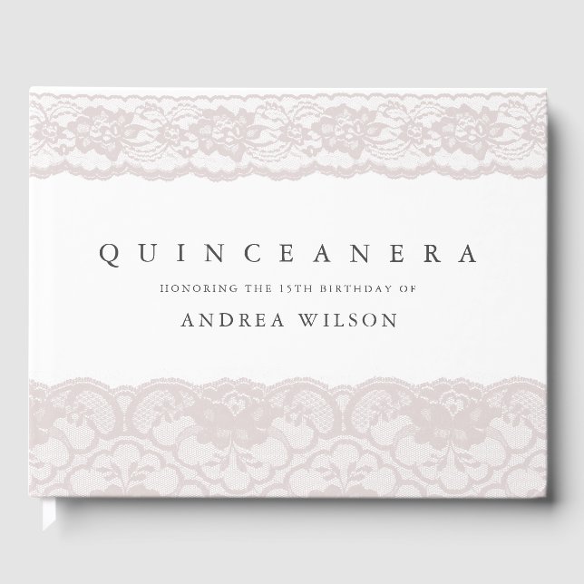 Elegant Rosa Snöre Quinceanera 15:e Födelsedagsfes Gästböcker (Framsida)