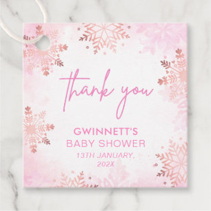 Elegant Rosa Snowflake Girl Baby Shower Gåvor Etiketter