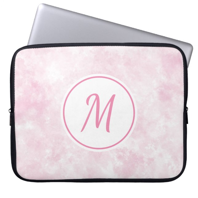 Elegant Rosa Snyggt   Monogram Anpassningsbar Laptop Fodral (Framsidan)