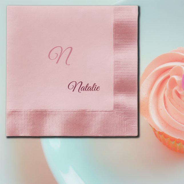 Elegant Rosa solid färg monogrammat Pappersservett (Skapare uppladdad)