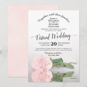 Elegant Rosa som avspeglar Ro Virtuella Bröllop Inbjudningar