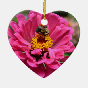 Elegant rosa, söt bin julgransprydnad keramik