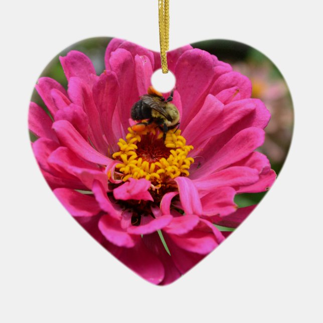 Elegant rosa, söt bin julgransprydnad keramik (Framsidan)