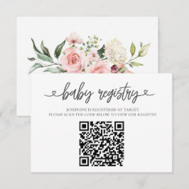 Elegant Rosa  Spädbarn Registrerings QR-kod Infogn Tilläggskort