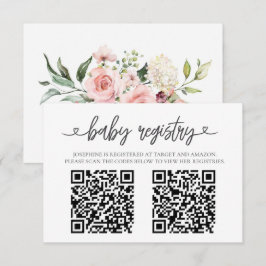 Elegant Rosa  Spädbarn Registrerings QR-kod Infogn Tilläggskort