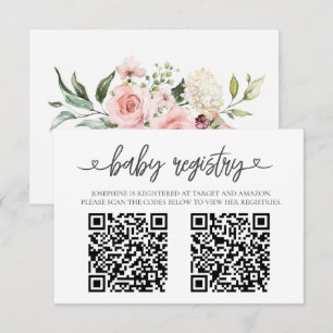 Elegant Rosa Spädbarn Registrerings QR-kod Infogn Tilläggskort