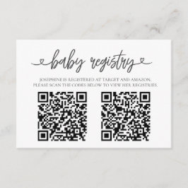 Elegant Rosa  Spädbarn Registrerings QR-kod Infogn Tilläggskort