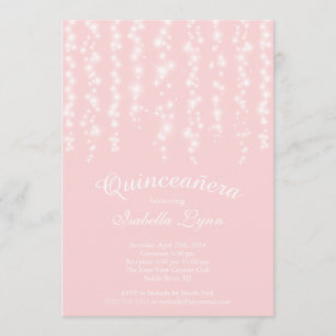 Elegant Rosa Sparkling Ljus Quinceañera Party Inbjudningar