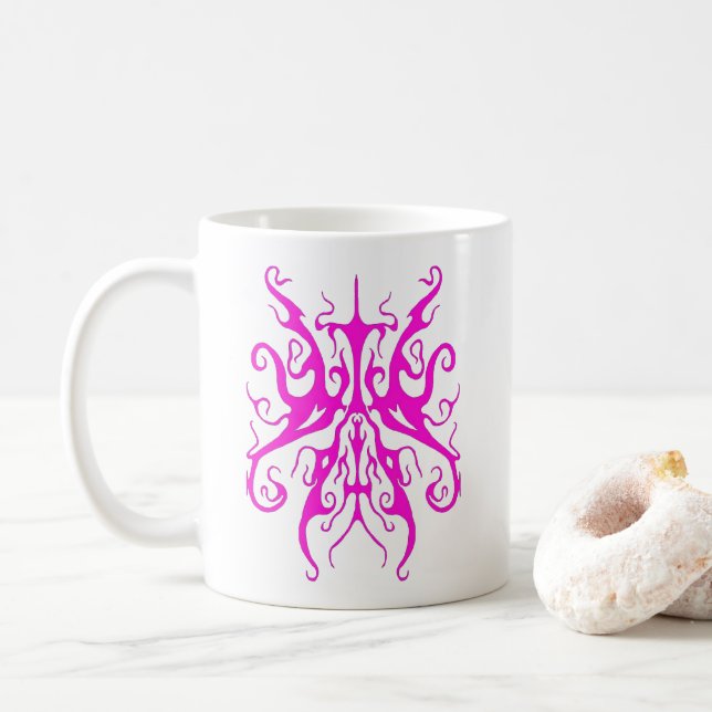 Elegant Rosa Stam-mask Abstrakt Design Kaffemugg (Med munk)