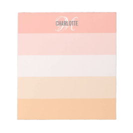 Elegant  rosa strimlad monogram namn anteckningsblock