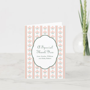 Elegant Rosa Stripe Flowers Baby Shower Tack Kort