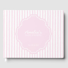 Elegant Rosa Stripe Girl Baby Shower Gästböcker
