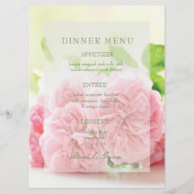 Elegant Rosa Summer Ro Bröllop Menu
